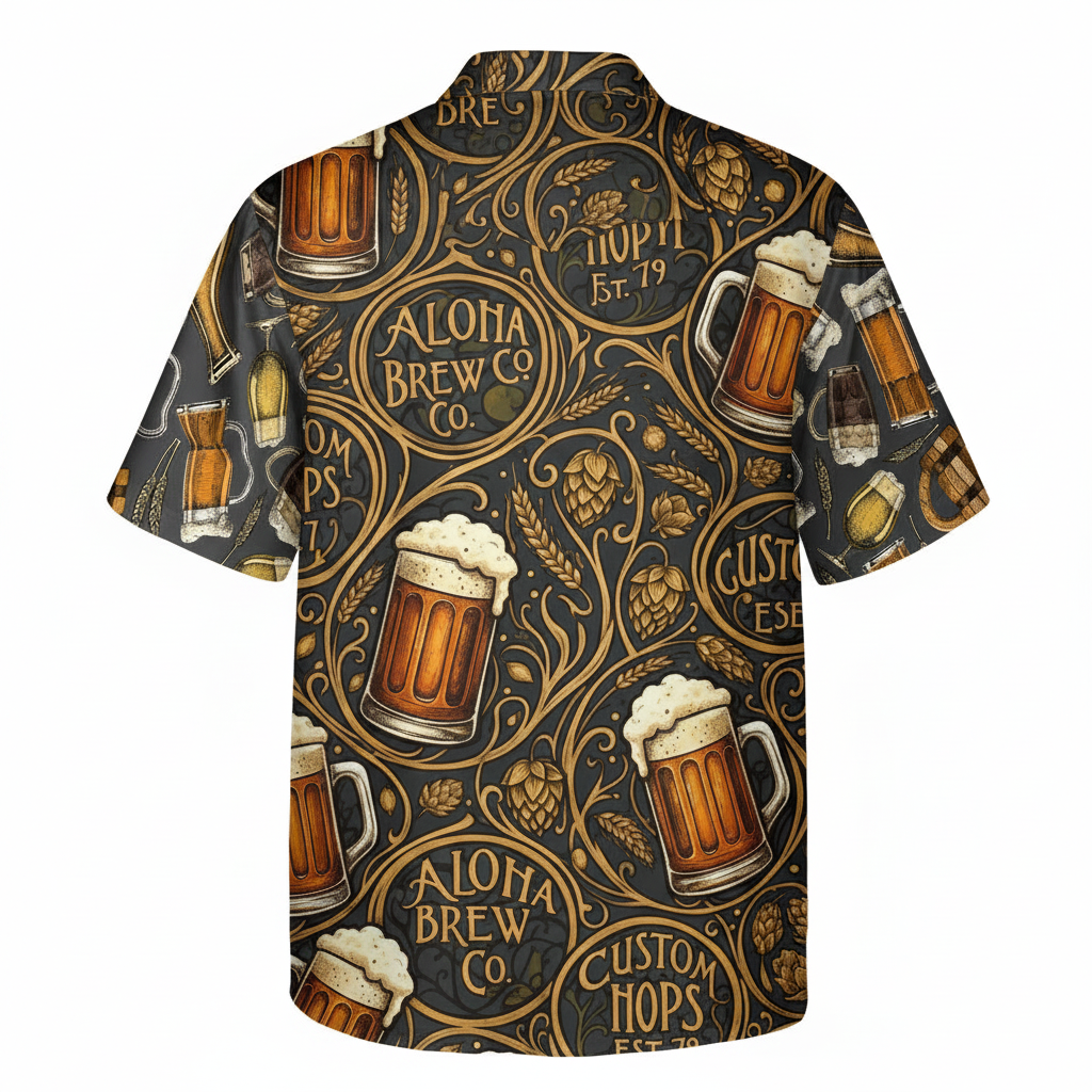 Aloha Brew Co Beer Mug Hawaiian Shirt Golden Brown 2 - Printyouraloha.com