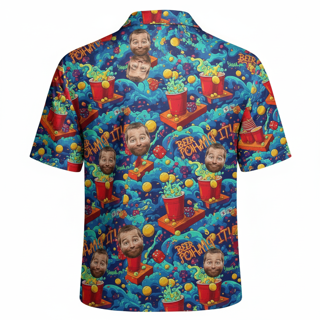 Beer Pong Party Hawaiian Shirt Fun Blue Design 2 - Printyouraloha.com