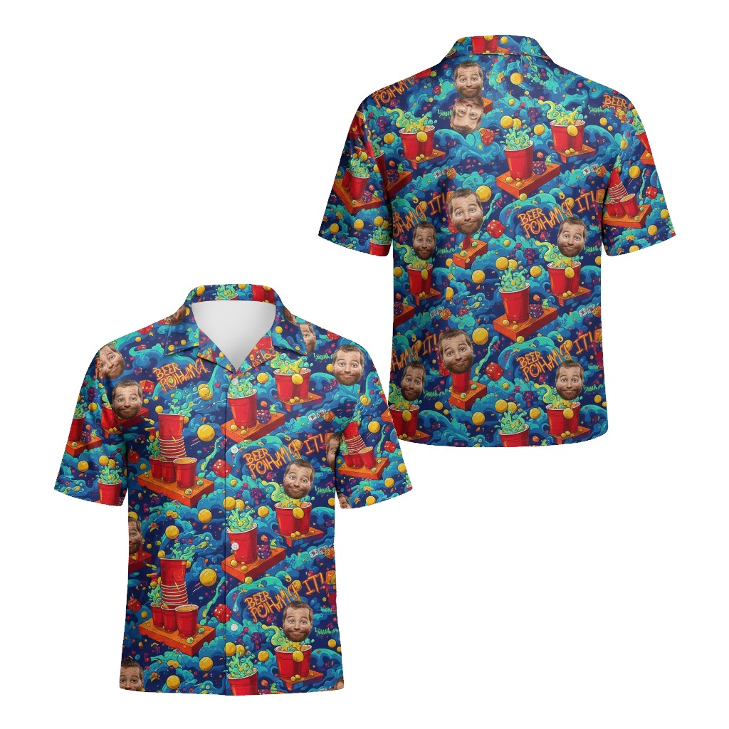Beer Pong Party Hawaiian Shirt Fun Blue Design - Printyouraloha.com