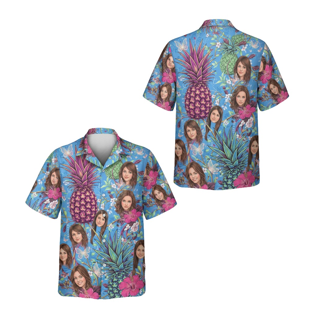 Blue Pineapple Portrait Hawaiian Shirt Tropical Fun - Printyouraloha.com