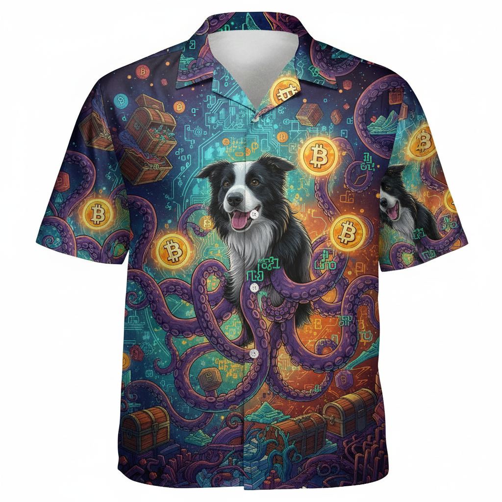 Border Collie Bitcoin Octopus Hawaiian Shirt Crypto Dog 1 - Printyouraloha.com