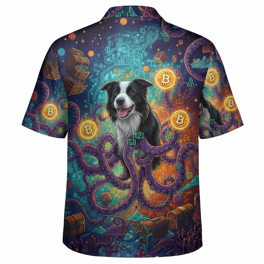 Border Collie Bitcoin Octopus Hawaiian Shirt Crypto Dog 2 - Printyouraloha.com