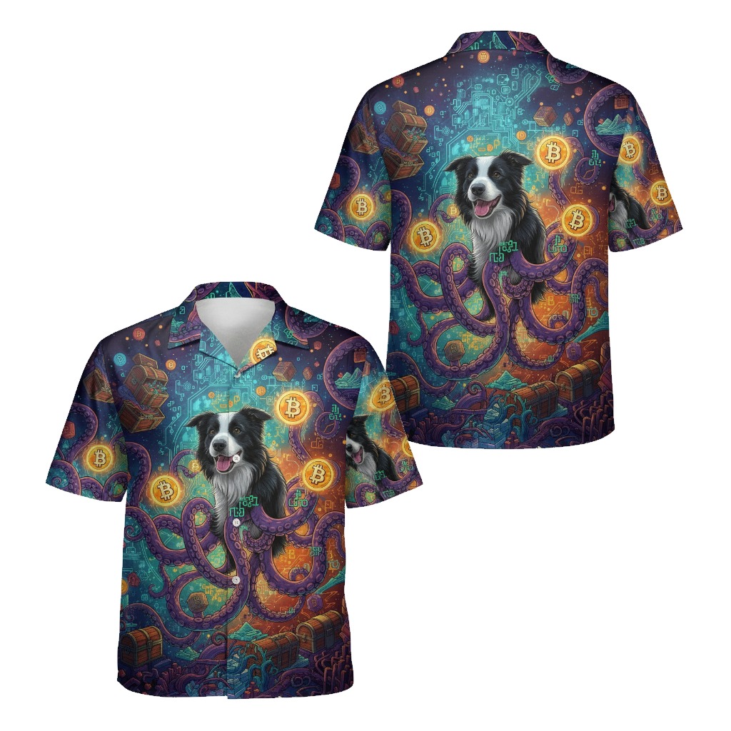 Border Collie Bitcoin Octopus Hawaiian Shirt Crypto Dog - Printyouraloha.com