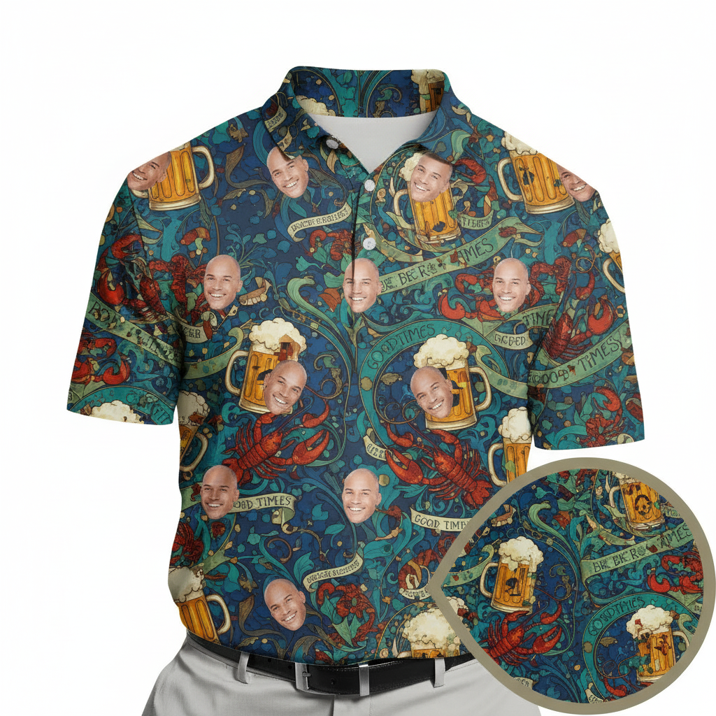 Custom Face Beer Mug Lobster Hawaiian Shirt Fun Summer 1 - Printyouraloha.com