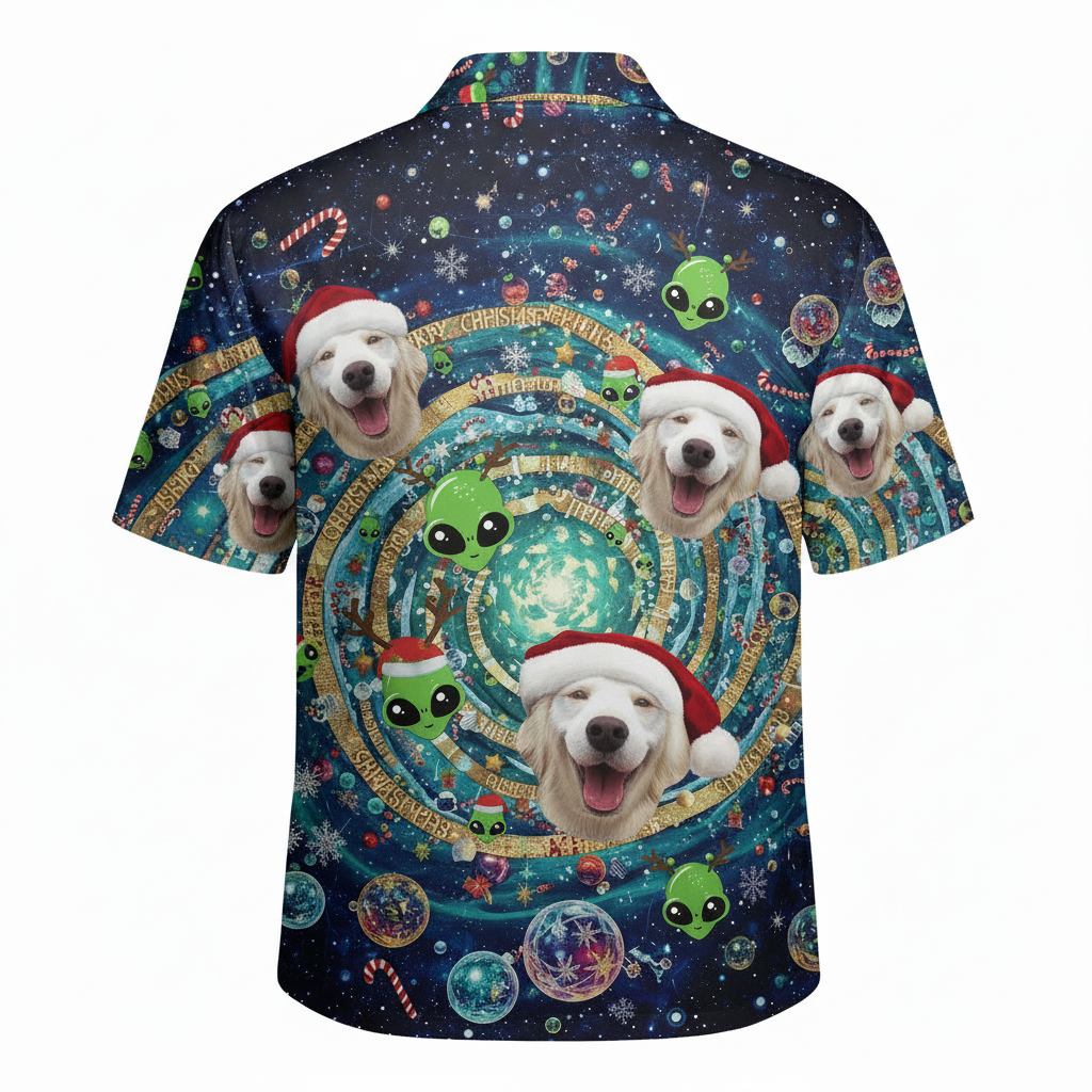 Festive Golden Retriever Alien Christmas Hawaiian Shirt 2 - Printyouraloha.com