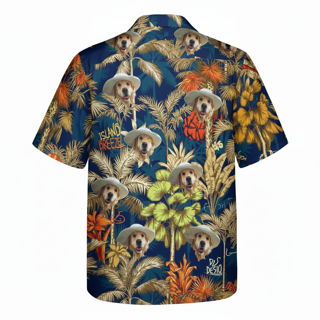 Golden Retriever Island Breeze Hawaiian Shirt Blue Palm 2 - Printyouraloha.com