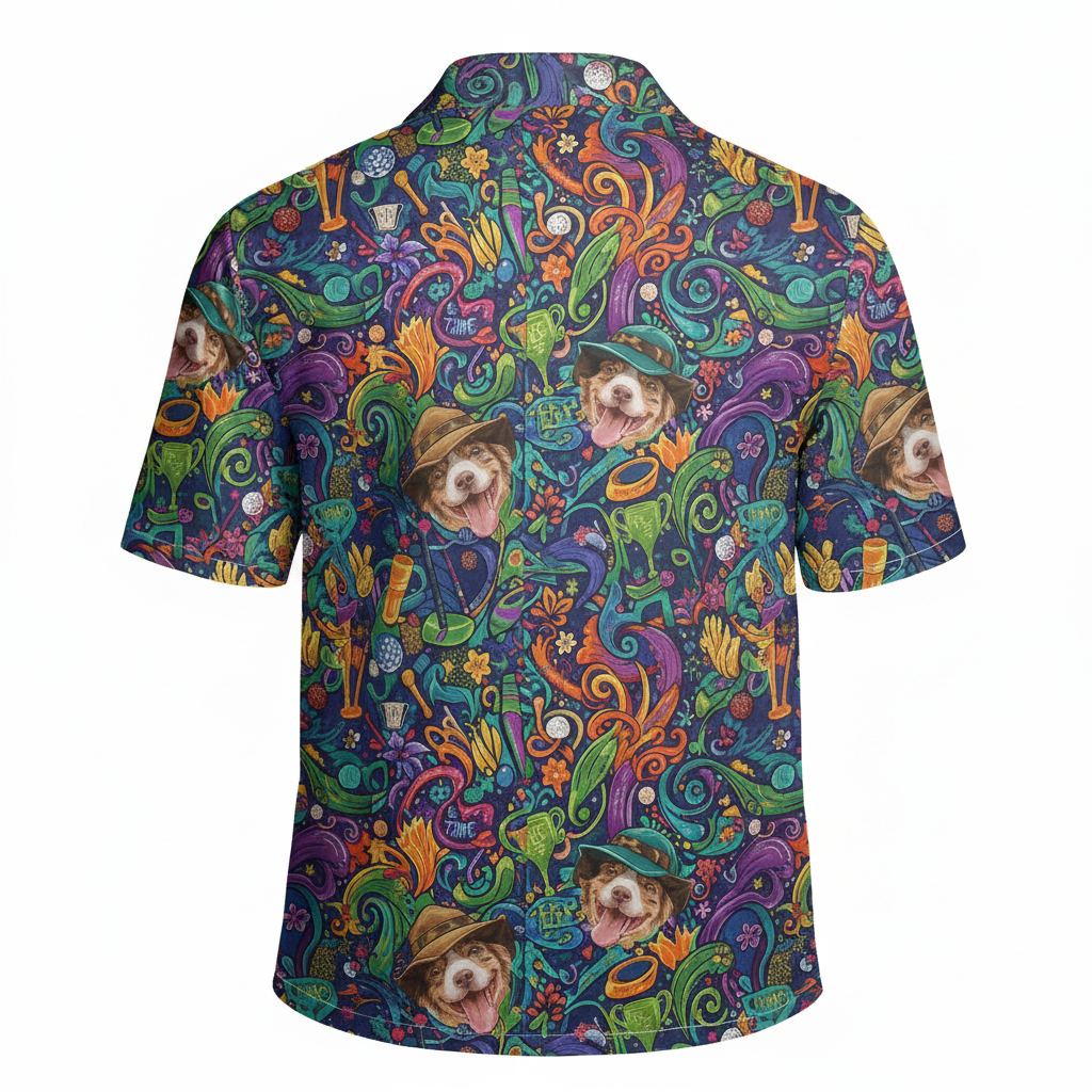 Hawaiian Dog Print Button Up Shirt Navy Blue 2 - Printyouraloha.com Hawaiian Dog Print Button Up Shirt Navy Blue 2 - Printyouraloha.com