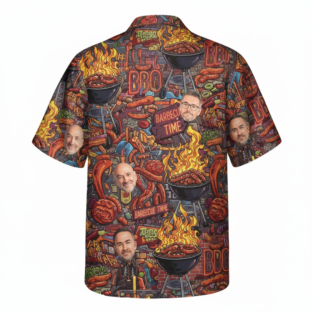 Personalized Bbq Time Hawaiian Shirt With Custom Faces 2 - Printyouraloha.com
