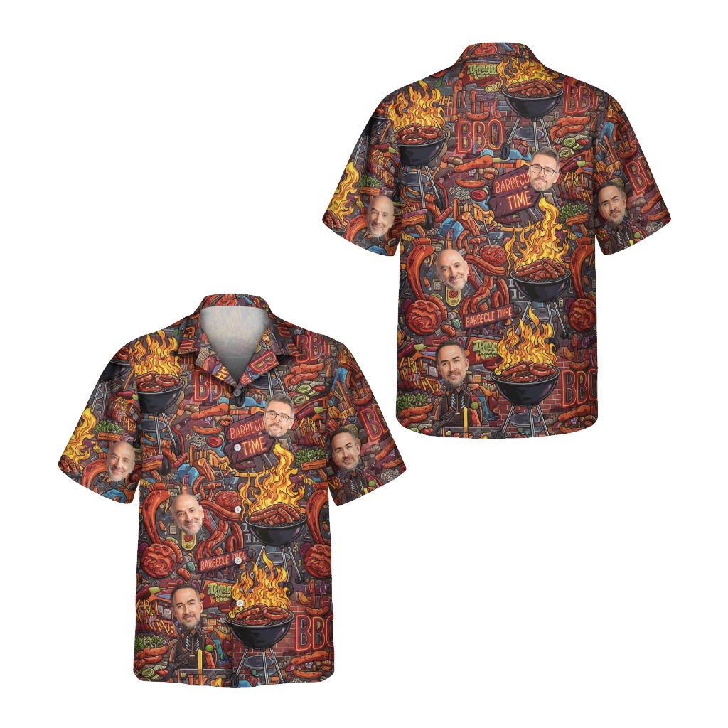 Personalized Bbq Time Hawaiian Shirt With Custom Faces - Printyouraloha.com